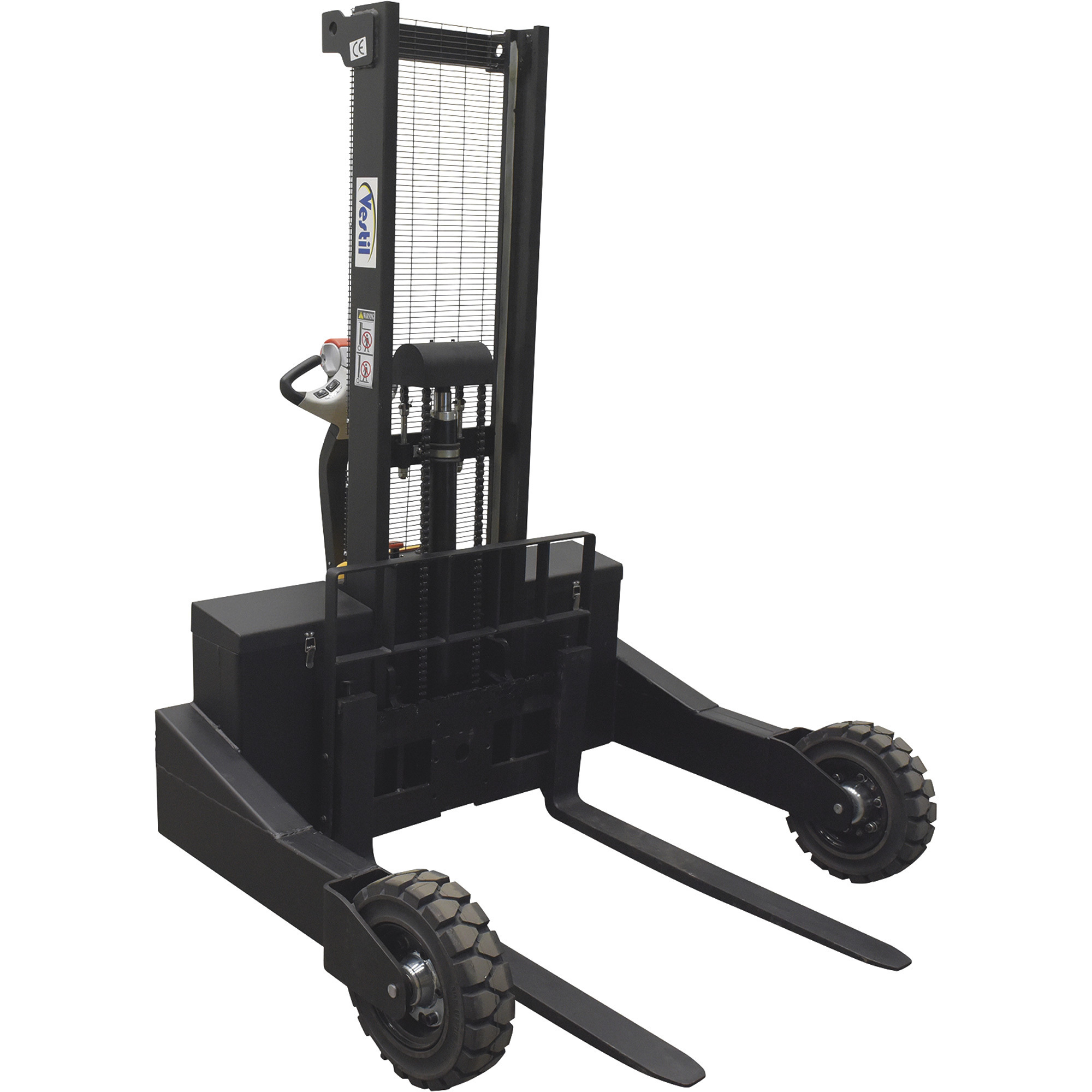 Vestil Rough Terrain Electric Stacker - 3000-Lb. Capacity, 62ft. Lift Height, Adjustable Forks, Model# RT-S-62-AF